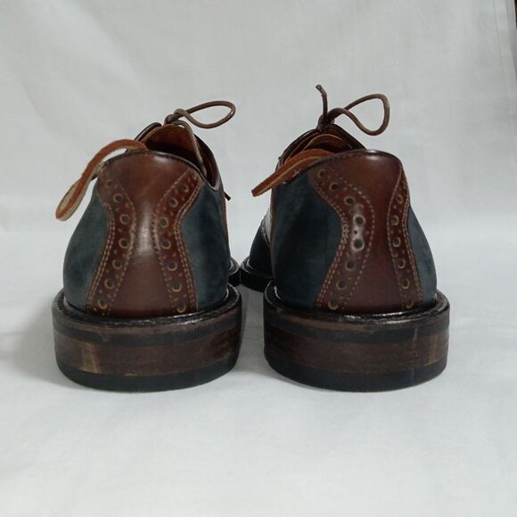 Johnston & Murphy Mens Grey Nubuck and Brown Leather Saddle Oxfords 10 M Italy main image 7